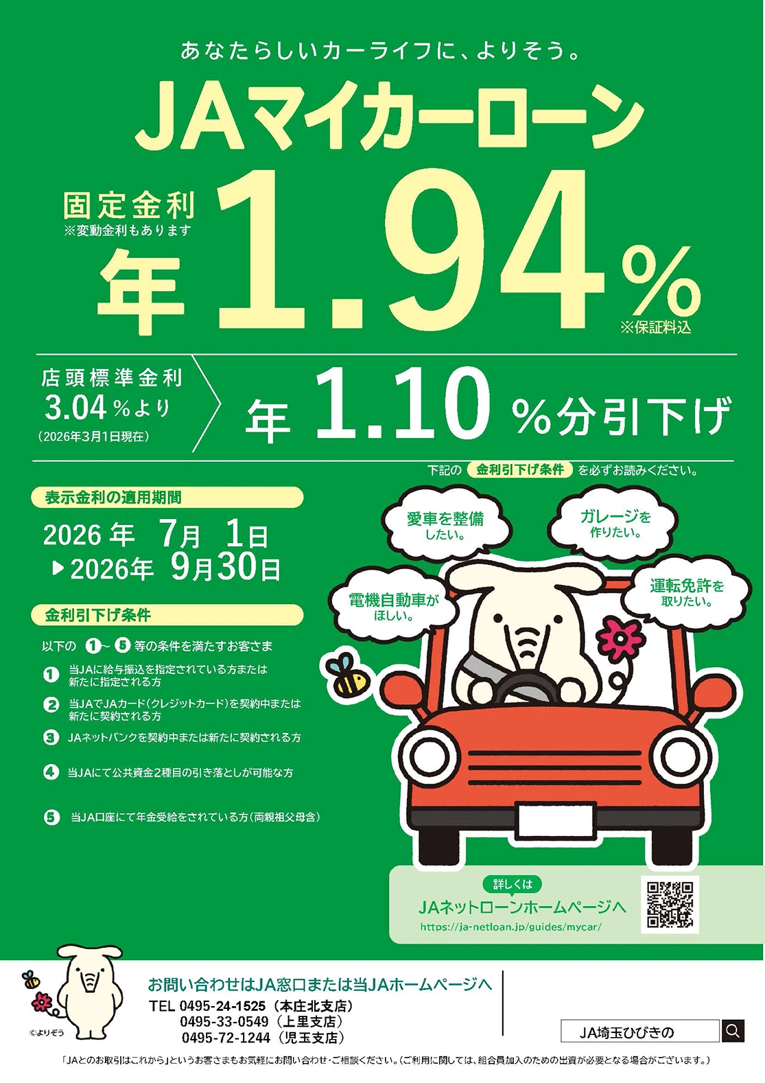JAマイカーローン チラシ1ページ